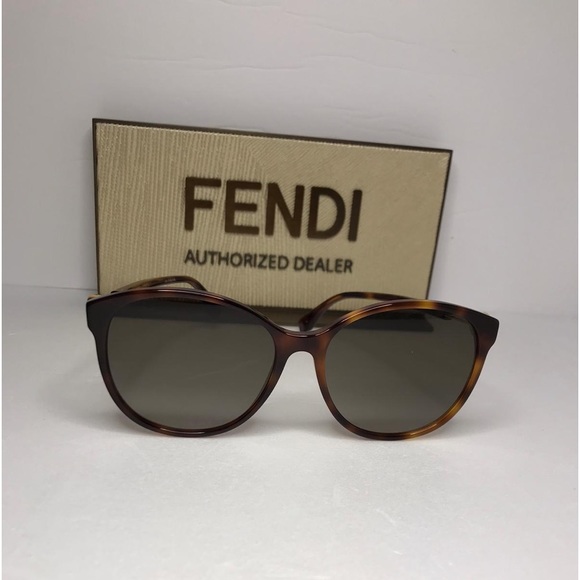 Fendi FF 0412/S Sunglasses Dark Havana / Brown Gradient Women's - Picture 5 of 12